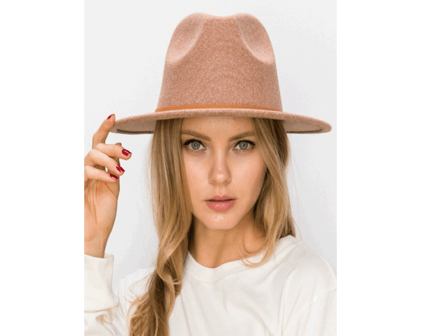 QN3182-VEGAN FELT FEDORA HAT IN MARLED COLORS