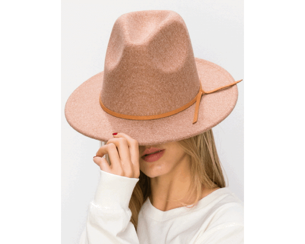 QN3182-VEGAN FELT FEDORA HAT IN MARLED COLORS