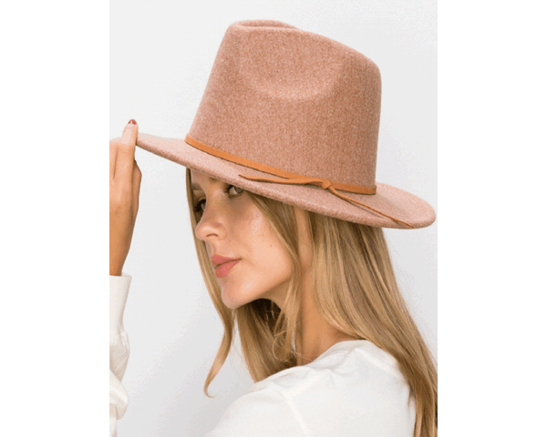 QN3182-VEGAN FELT FEDORA HAT IN MARLED COLORS