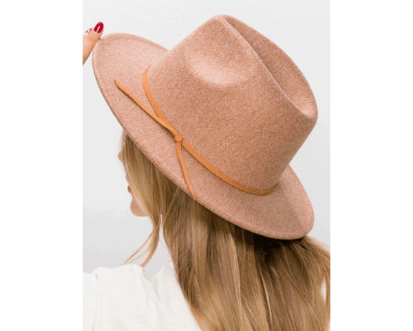 QN3182-VEGAN FELT FEDORA HAT IN MARLED COLORS