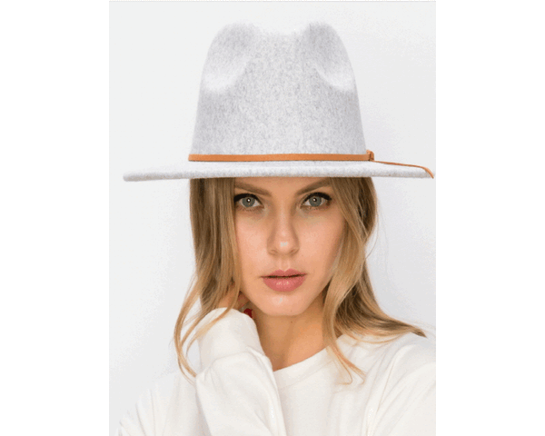 QN3182-VEGAN FELT FEDORA HAT IN MARLED COLORS