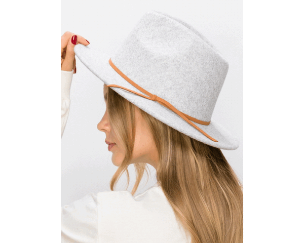 QN3182-VEGAN FELT FEDORA HAT IN MARLED COLORS