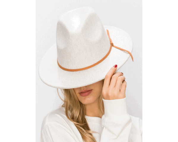 QN3182-VEGAN FELT FEDORA HAT IN MARLED COLORS