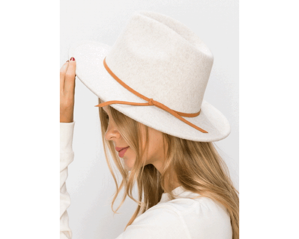 QN3182-VEGAN FELT FEDORA HAT IN MARLED COLORS