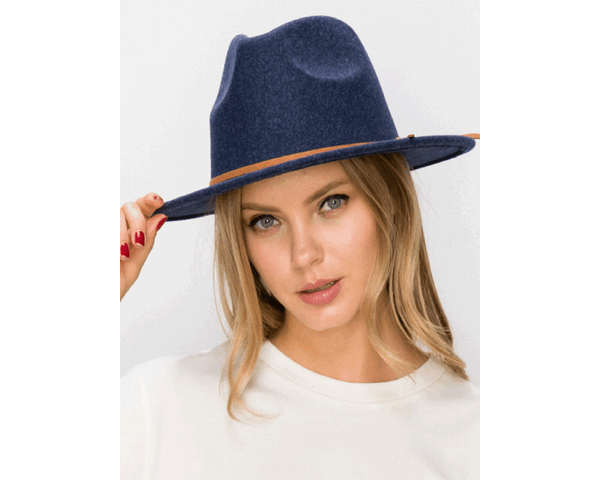 QN3182-VEGAN FELT FEDORA HAT IN MARLED COLORS