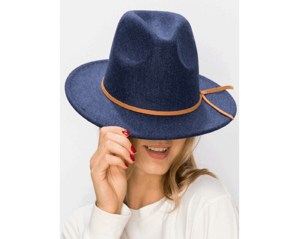 QN3182-VEGAN FELT FEDORA HAT IN MARLED COLORS