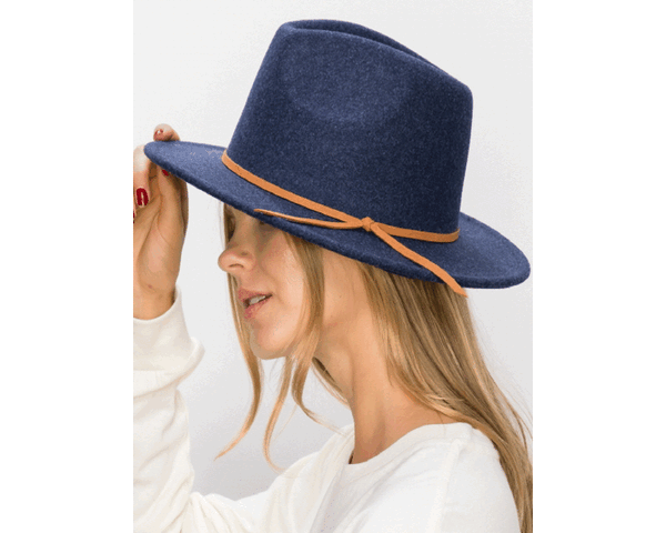 QN3182-VEGAN FELT FEDORA HAT IN MARLED COLORS