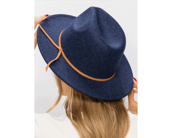 QN3182-VEGAN FELT FEDORA HAT IN MARLED COLORS