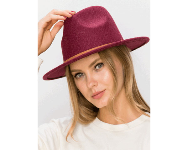 QN3182-VEGAN FELT FEDORA HAT IN MARLED COLORS