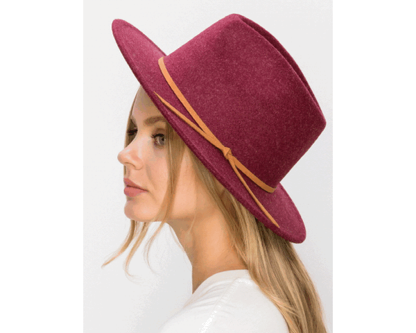 QN3182-VEGAN FELT FEDORA HAT IN MARLED COLORS