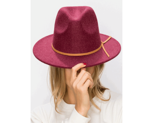 QN3182-VEGAN FELT FEDORA HAT IN MARLED COLORS