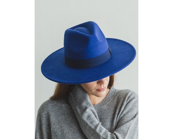 QN3173A-FLAT BRIM FEDORA FASHION HAT WITH GROSGRAIN BAND