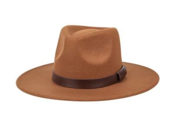 QN3170-CASHMERE WOOL FELT PANAMA WIDE BRIM FEDORA HAT