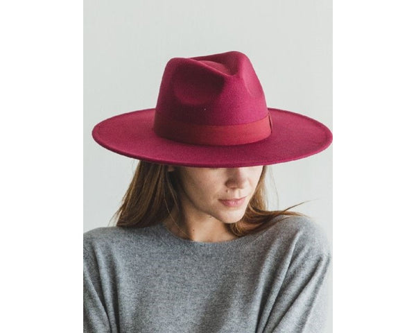 QN3173A-FLAT BRIM FEDORA FASHION HAT WITH GROSGRAIN BAND