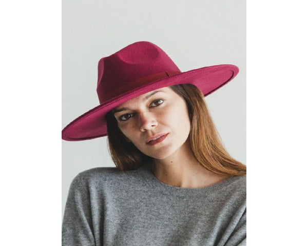 QN3173A-FLAT BRIM FEDORA FASHION HAT WITH GROSGRAIN BAND