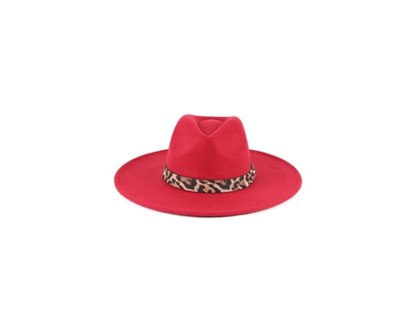QN1072-LEOPARD BELT BUCKLE TRENDY PANAMA HAT