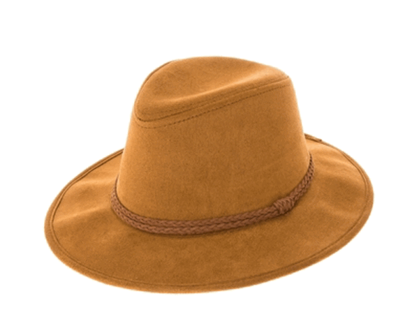 QN3183-FEDORA HAT  SUEDE BRAID