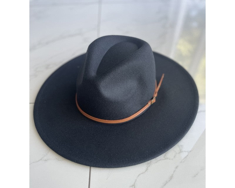 QN3173C-WIDE BRIM DANDY FERDORA HAT WITH BELT