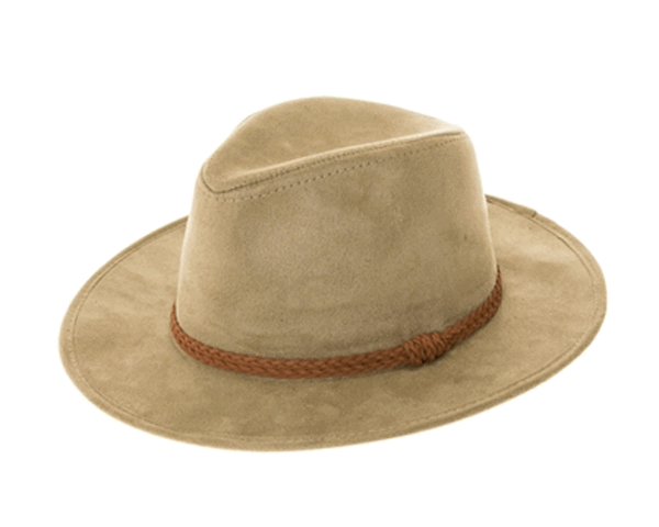 QN3183-FEDORA HAT  SUEDE BRAID