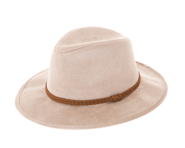 QN3183-FEDORA HAT  SUEDE BRAID