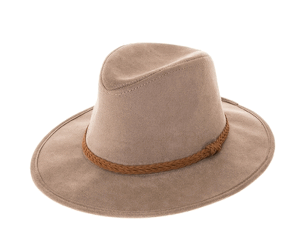 QN3183-FEDORA HAT  SUEDE BRAID