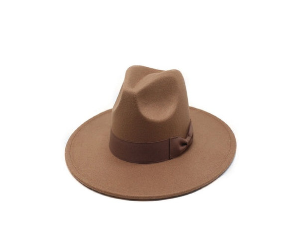 QN3173A-FLAT BRIM FEDORA FASHION HAT WITH GROSGRAIN BAND