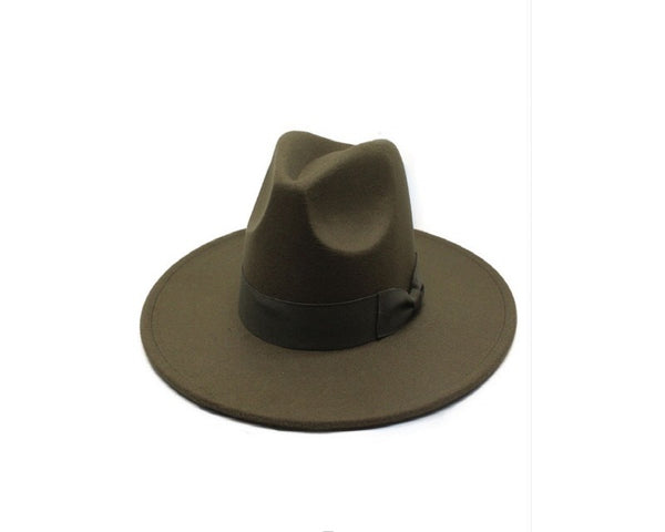 QN3173A-FLAT BRIM FEDORA FASHION HAT WITH GROSGRAIN BAND