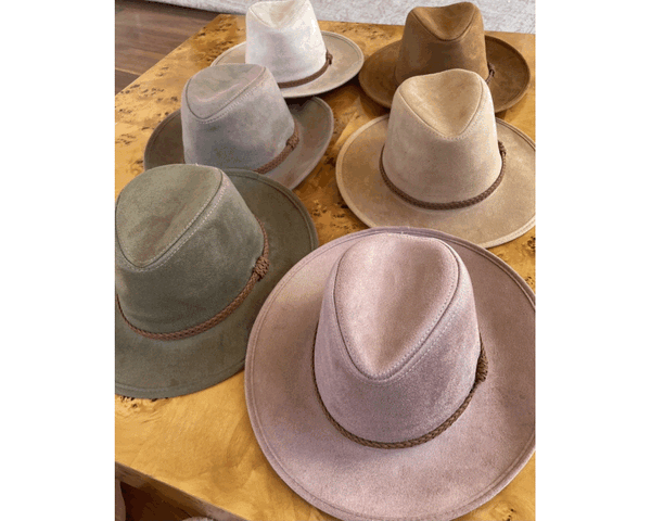 QN3183-FEDORA HAT  SUEDE BRAID