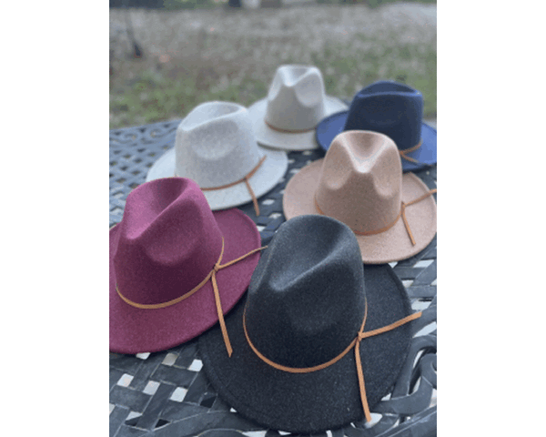 QN3182-VEGAN FELT FEDORA HAT IN MARLED COLORS