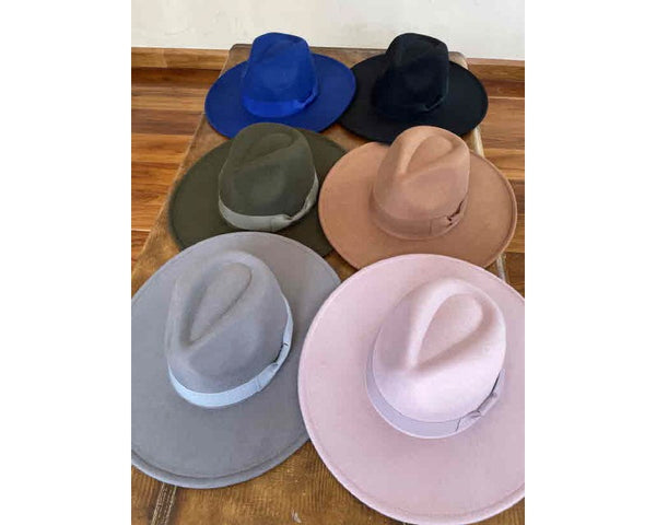 QN3173A-FLAT BRIM FEDORA FASHION HAT WITH GROSGRAIN BAND