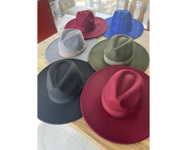 QN3173A-FLAT BRIM FEDORA FASHION HAT WITH GROSGRAIN BAND