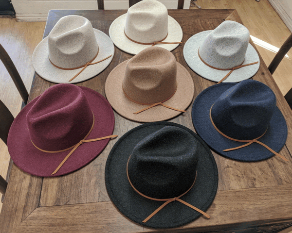 QN3182-VEGAN FELT FEDORA HAT IN MARLED COLORS