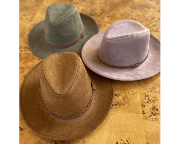 QN3183-FEDORA HAT  SUEDE BRAID