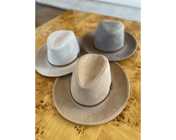 QN3183-FEDORA HAT  SUEDE BRAID